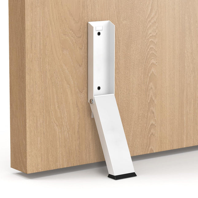 Foot-Operated Door Stopper with Magnetic Hold – Adjustable, Non-Slip Rubber Tip, Easy Install via Adhesive or Screws, Fits All Floor Types (White).