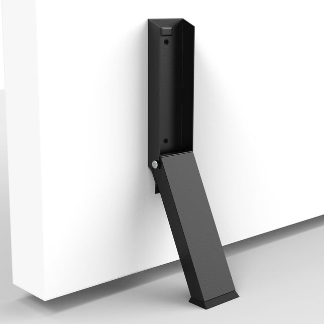 Foot-Operated Door Stopper with Magnetic Hold – Adjustable, Non-Slip Rubber Tip, Easy Install via Adhesive or Screws, Fits All Floor Types (Black).