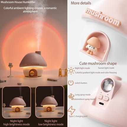 Mushroom Humidifier with Sunset Light — Pink.