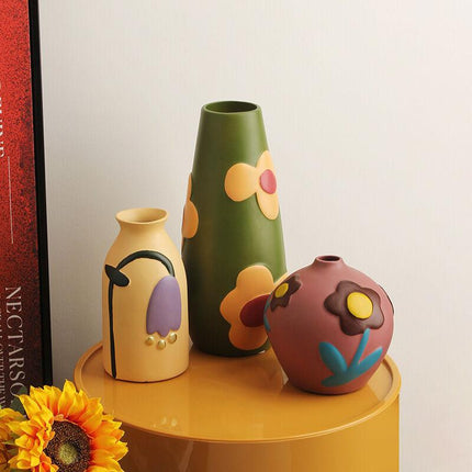 Morandi Painted Ceramic Vase Set (3-Piece) – Modern Home Decor for Flowers | Other Luxury Styles Available in Store.