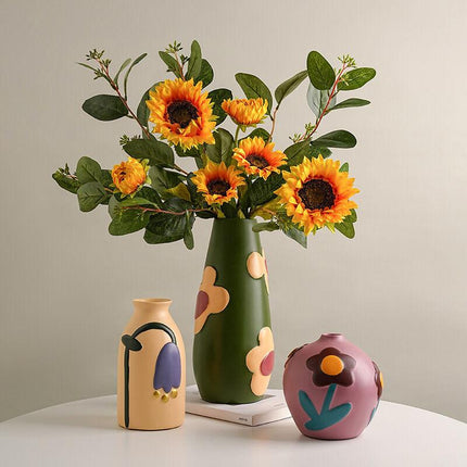 Morandi Painted Ceramic Vase Set (3-Piece) – Modern Home Decor for Flowers | Other Luxury Styles Available in Store.