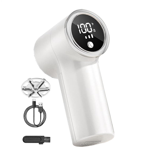 Fabric Shaver with 6 Stainless Steel Blades – USB Rechargeable Lint Remover for Sweaters, Blankets, Carpets & Furniture (White).