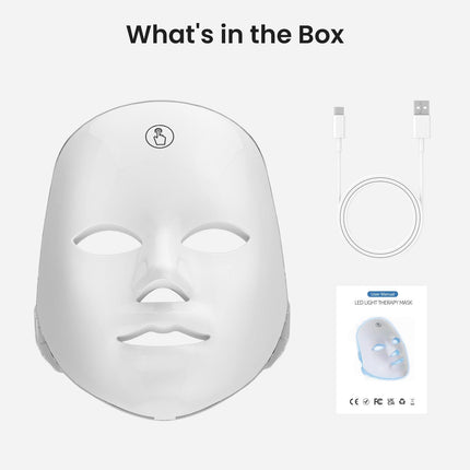7-Color Facial Light Mask for Home Skincare – Rechargeable LED Beauty Device with 270 LEDs, One-Touch Control & Auto-Timer (White with Rose Gold Trim)   | Other Colors Available in Store.