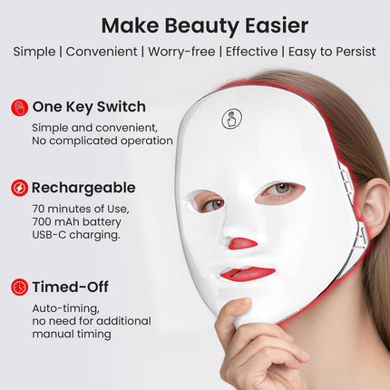 7-Color Facial Light Mask for Home Skincare – Rechargeable LED Beauty Device with 270 LEDs, One-Touch Control & Auto-Timer (Black with Rose Gold Trim)   | Other Colors Available in Store.
