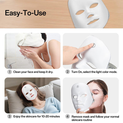 7-Color Facial Light Mask for Home Skincare – Rechargeable LED Beauty Device with 270 LEDs, One-Touch Control & Auto-Timer (Black with Rose Gold Trim)   | Other Colors Available in Store.
