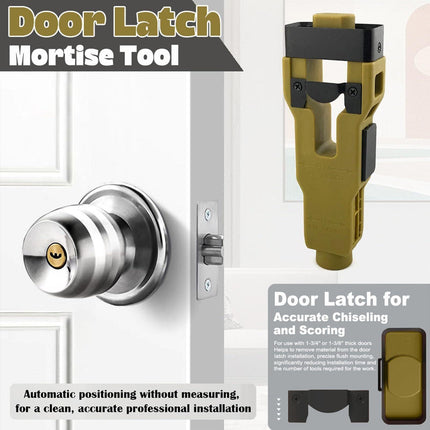 Green Door Latch Mortise Tool – Professional Stainless Steel & ABS Installation Kit for 1-3/4" or 1-3/8" Doors | Accurate Cutting Template with Anti-Slip Handle.