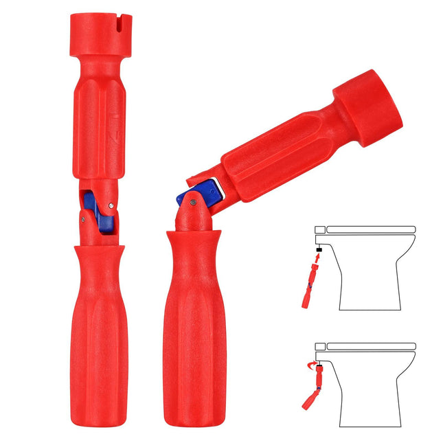 Universal Toilet Seat Installation Wrench – 10/13/17mm Adjustable Bathroom Repair Tool with Rotating Joint, Non-Slip Handle, Compact Design (Red).