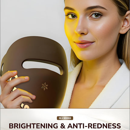 High-Performance 3D LED Beauty Mask – 4 Light Modes, 328 LEDs, Wireless Operation, Adjustable Timer, Lightweight & Flexible Fit – Reveal Radiant Skin (Brown).