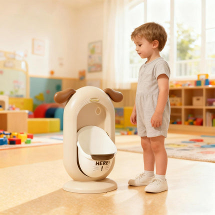 Wall-Mounted Kids Urinal for Boys – Adjustable Height Training Potty with Cute Cartoon Design, Anti-Splash, Easy to Clean, Portable Toilet for Home, Nursery, Travel (Beige).
