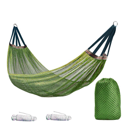 Outdoor Nylon Hammock with Tree Straps – Portable Mesh Hanging Bed for Camping, Beach, Garden, Lightweight & Durable Swing Chair (Green).