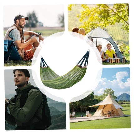 Outdoor Nylon Hammock with Tree Straps – Portable Mesh Hanging Bed for Camping, Beach, Garden, Lightweight & Durable Swing Chair (Green).