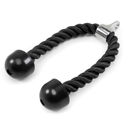 Heavy-Duty Dual-Handle Triceps Rope for Cable Machine – Braided Nylon Fitness Attachment with Rubber Ends (Black).