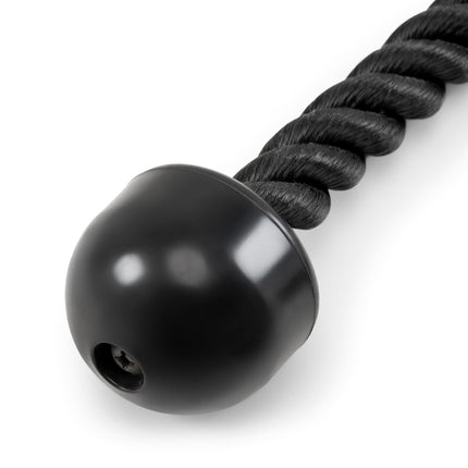 Heavy-Duty Dual-Handle Triceps Rope for Cable Machine – Braided Nylon Fitness Attachment with Rubber Ends (Black).