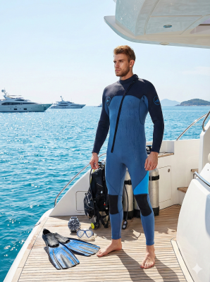 Men's 3mm Full Wetsuit for Surfing Diving & Cold Water Swimming – Front-Zip Neoprene Suit with UV Protection and Flexible Fit(Grey,L)  | Other Colors Available in Store.