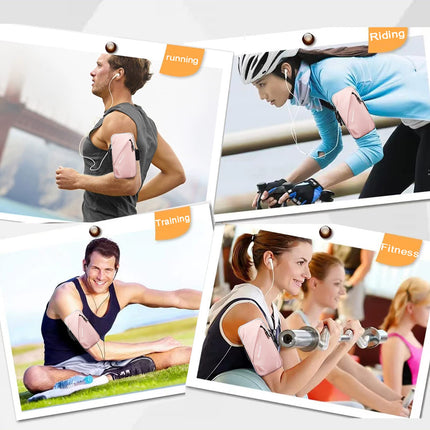 Universal Running Phone Arm Band – Waterproof, Dual Pocket, Adjustable Strap, Breathable Mesh, Fits Phones Up to 6.7 Inches, Crossbody & Waist Clip (Pink).