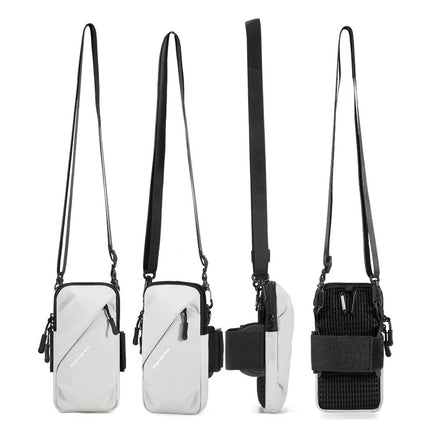 Universal Running Phone Arm Band – Waterproof, Dual Pocket, Adjustable Strap, Breathable Mesh, Fits Phones Up to 6.7 Inches, Crossbody & Waist Clip (Grey).