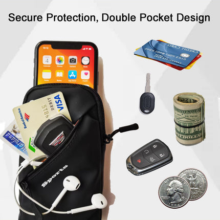 Universal Running Phone Arm Band – Waterproof, Dual Pocket, Adjustable Strap, Breathable Mesh, Fits Phones Up to 6.7 Inches, Crossbody & Waist Clip (Purple).