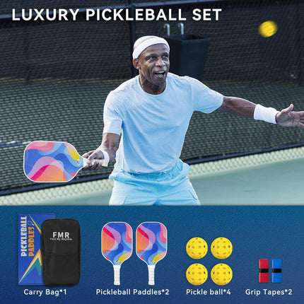 Pickleball Paddle Set with 4 Balls – Fiberglass Surface, Lightweight Grip | Indoor & Outdoor Play.