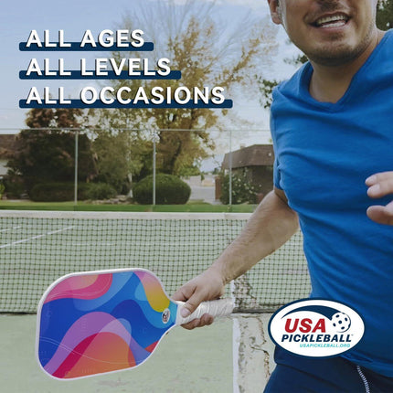 Pickleball Paddle Set with 4 Balls – Fiberglass Surface, Lightweight Grip | Indoor & Outdoor Play.