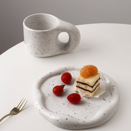 Speckled White Ceramic Tray Set (Round+Long+Irregular) – Jewelry Organizer & Fruit Dish for Home Decor | Other Styles Available in Store.