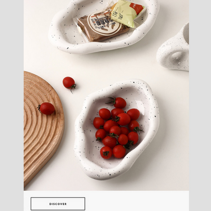 Speckled White Ceramic Tray Set (Round+Long+Irregular) – Jewelry Organizer & Fruit Dish for Home Decor | Other Styles Available in Store.