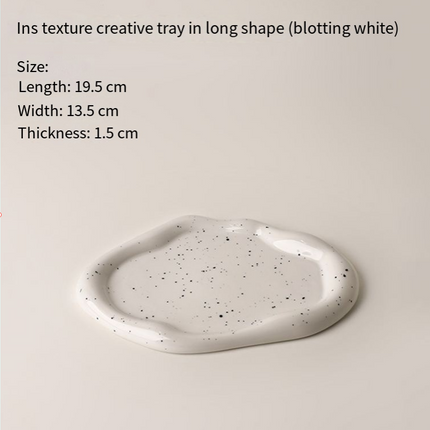Speckled White Ceramic Tray Set (Round+Long+Irregular) – Jewelry Organizer & Fruit Dish for Home Decor | Other Styles Available in Store.