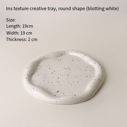 Speckled White Ceramic Tray Set (Round+Long+Irregular) – Jewelry Organizer & Fruit Dish for Home Decor | Other Styles Available in Store.