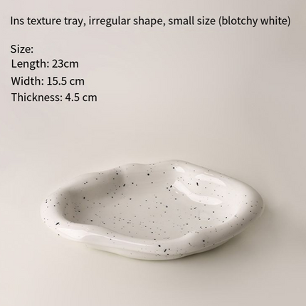 Speckled White Ceramic Tray Set (Round+Long+Irregular) – Jewelry Organizer & Fruit Dish for Home Decor | Other Styles Available in Store.