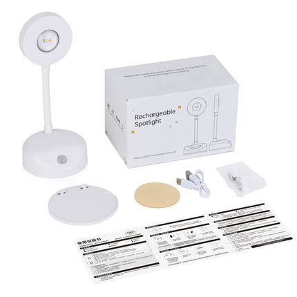 Rechargeable LED Wall Spotlight for Art – Wireless Motion Sensor Picture Light with Remote, 3 Color Temperatures, Dimmable & Adjustable Head, No Wiring Needed (White).