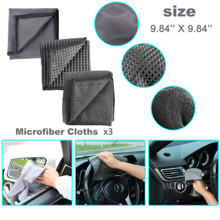 Multi-Use Car Cleaning Kit – 9-Piece Auto Detailing Set with Wash Mitt, Wheel Brush, Microfiber Cloths, Sponge, Applicator Pads, Storage Bag (Gray).