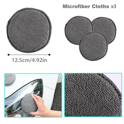 Multi-Use Car Cleaning Kit – 9-Piece Auto Detailing Set with Wash Mitt, Wheel Brush, Microfiber Cloths, Sponge, Applicator Pads, Storage Bag (Gray).
