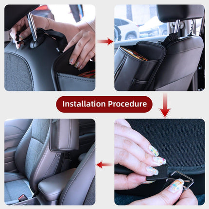 Car Seat Storage Organizer: Side-Mount Tissue Holder with Mesh Pockets – Waterproof Cup/Wallet Organizer for Cars/SUVs (Black).