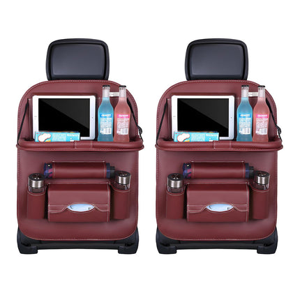 Car Back Seat Organizer with Foldable Table Tray – Universal Rear Seat Storage Bag, Multi-Pocket Holder for Tablet, Drinks & Essentials (Red).