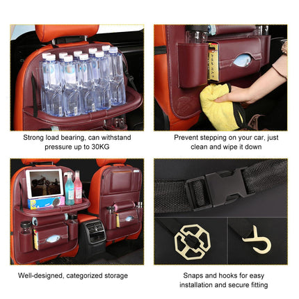 Car Back Seat Organizer with Foldable Table Tray – Universal Rear Seat Storage Bag, Multi-Pocket Holder for Tablet, Drinks & Essentials (Red).