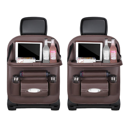 Car Back Seat Organizer with Foldable Table Tray – Universal Rear Seat Storage Bag, Multi-Pocket Holder for Tablet, Drinks & Essentials (Coffee).