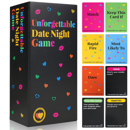 Unforgettable Date Night Game – 300-Card Couple Card Game with Spinner for Romance, Laughter & Connection | Other Fun Games Available In-Store.