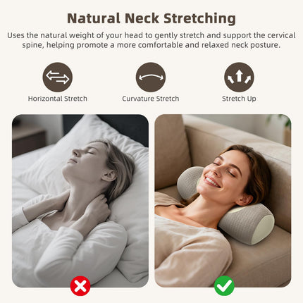 Organic Buckwheat Cervical Pillow – Ergonomic Neck Support for Side and Back Sleepers, Adjustable Firmness with Removable Cover, Natural Pain Relief for Neck and Shoulder Tension (Warm White).