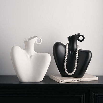 Wabi-Sabi Human Form Vase Set (Black & White) – Artistic Home Decor for Flowers | Other Luxury Styles Available in Store.