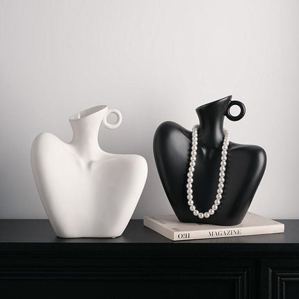 Wabi-Sabi Human Form Vase Set (Black & White) – Artistic Home Decor for Flowers | Other Luxury Styles Available in Store.
