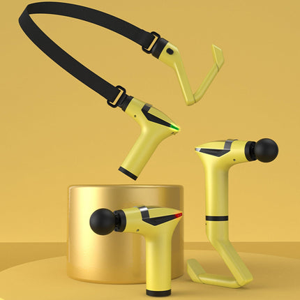 Yellow 3-in-1 Massage Gun with Extendable Handle & Back Strap – 12-Speed Deep Tissue Muscle Massager, 4 Attachments, USB-C Charging, for Athletes, Gym Recovery & Seniors | Black available in store.