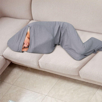 Hooded Sleep Pod: Adults Wearable Blanket – Comfy Hooded Cocoon, Cooling, Machine Washable (Grey, 170×40cm).