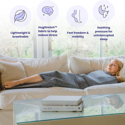 Hooded Sleep Pod: Adults Wearable Blanket – Comfy Hooded Cocoon, Cooling, Machine Washable (Grey, 170×40cm).
