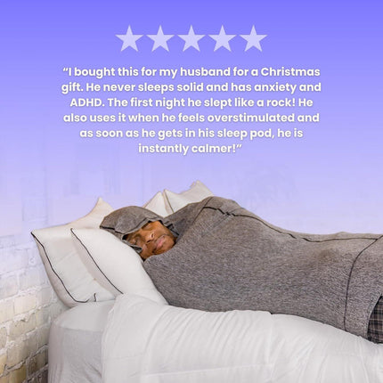 Hooded Sleep Pod: Adults Wearable Blanket – Comfy Hooded Cocoon, Cooling, Machine Washable (Grey, 170×40cm).