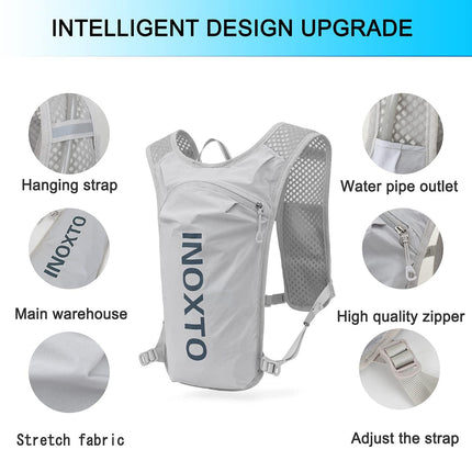 Ultra-Light Hydration Running Vest Backpack – 1.5L Water Capacity, Breathable Mesh Design for Cycling, Hiking & Marathon (Grey) | Other Colors Available in Store.