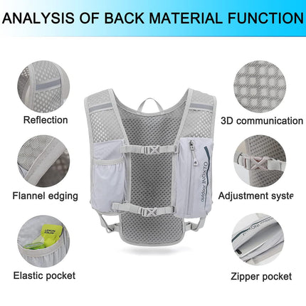 Ultra-Light Hydration Running Vest Backpack – 1.5L Water Capacity, Breathable Mesh Design for Cycling, Hiking & Marathon (Grey) | Other Colors Available in Store.