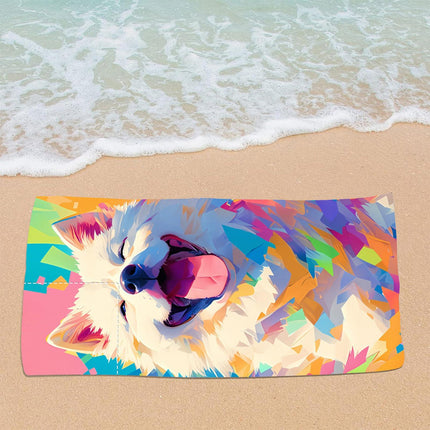 Dual-Function Foldable Beach Towel with Built-in Backpack – Soft Microfiber Towel & Compact Carry Bag in One, 55-Inch Large Size for Swimming, Travel, Picnic (Polar bear,Colorful).
