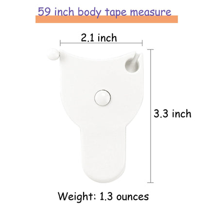 Soft Retractable Body Tape Measure for Fitness, Tailoring & Home Use – 60-Inch Dual-Scale Measuring Tape with Lock, 3-Pack of Identical Units (White).