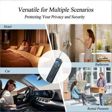 Multi-Function Hidden Camera Detector with GPS Tracker Finder – Portable Anti-Spy Device for Hotel, Car, Travel Privacy Protection, LED Scanner & Vibration Alarm (Black).