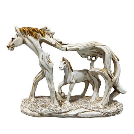 White Horse and Foal Figurine: Artistic Resin Sculpture for Home, Office & Bookshelf Decor – Symbol of Strength and Success.