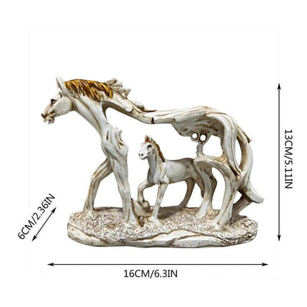 White Horse and Foal Figurine: Artistic Resin Sculpture for Home, Office & Bookshelf Decor – Symbol of Strength and Success.